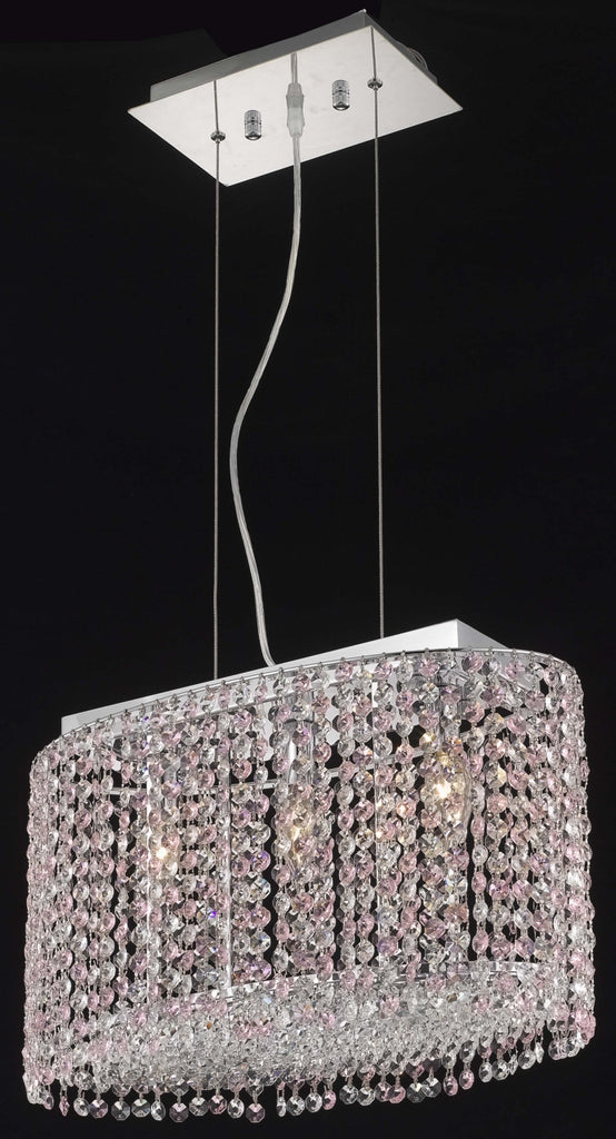 C121-1292D18C-JT/RC By Elegant Lighting Moda Collection 3 Light Chandeliers Chrome Finish