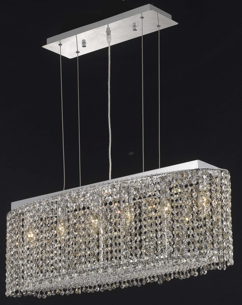 C121-1292D32C-RO/RC By Elegant Lighting Moda Collection 6 Light Chandeliers Chrome Finish