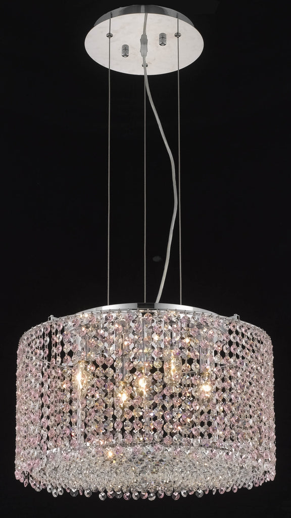 C121-1293D18C-LT/RC By Elegant Lighting Moda Collection 5 Light Chandeliers Chrome Finish