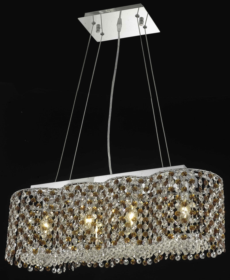 C121-1295D24C-RO/RC By Elegant Lighting Moda Collection 4 Light Chandeliers Chrome Finish