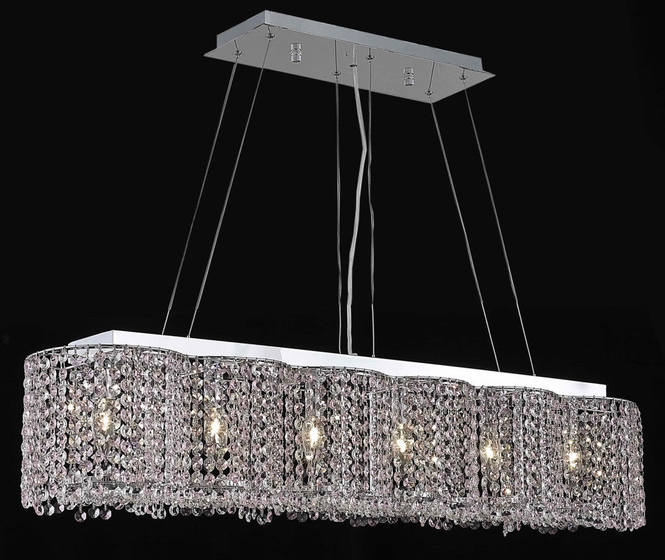 C121-1295D40C-JT/RC By Elegant Lighting Moda Collection 6 Light Chandeliers Chrome Finish