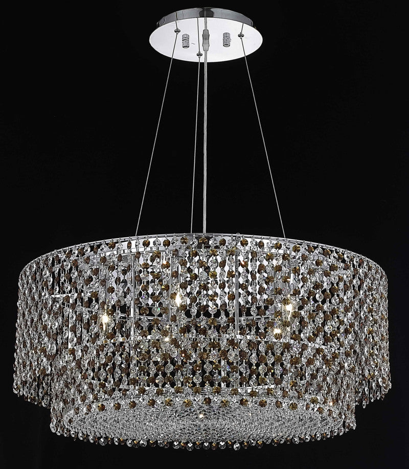 C121-1298D28C-CL/RC By Elegant Lighting Moda Collection 5 Light Chandeliers Chrome Finish