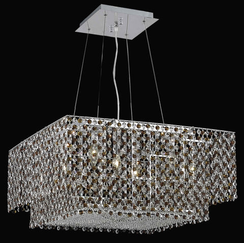 C121-1299D24C-TO/RC By Elegant Lighting Moda Collection 4 Light Chandeliers Chrome Finish