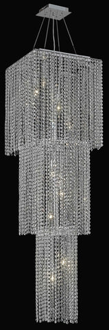 C121-1299G54C-GT/RC By Elegant Lighting Moda Collection 9 Light Chandeliers Chrome Finish