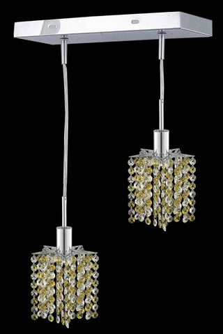 C121-1382D-O-P-LT/RC By Elegant Lighting Mini Collection 2 Light Pendants Chrome Finish