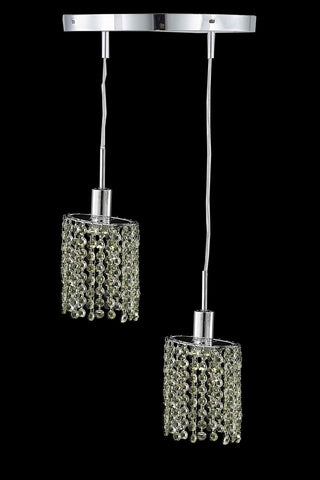 C121-1382D-R-E-BO/RC By Elegant Lighting Mini Collection 2 Light Pendants Chrome Finish