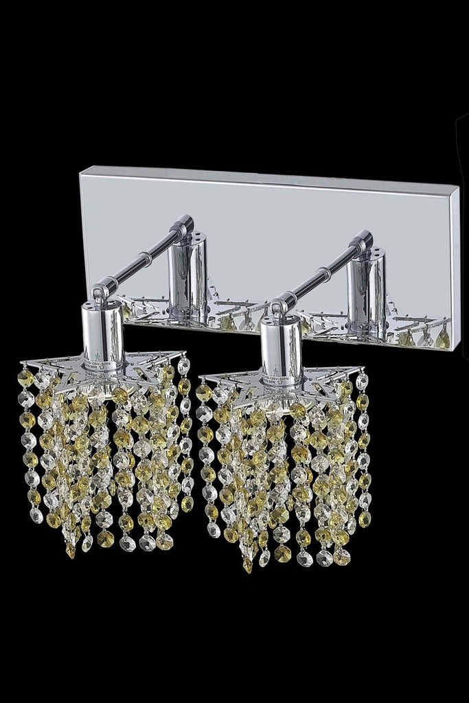 C121-1382W-O-P-TO/RC By Elegant Lighting Mini Collection 2 Light Wall Sconces Chrome Finish