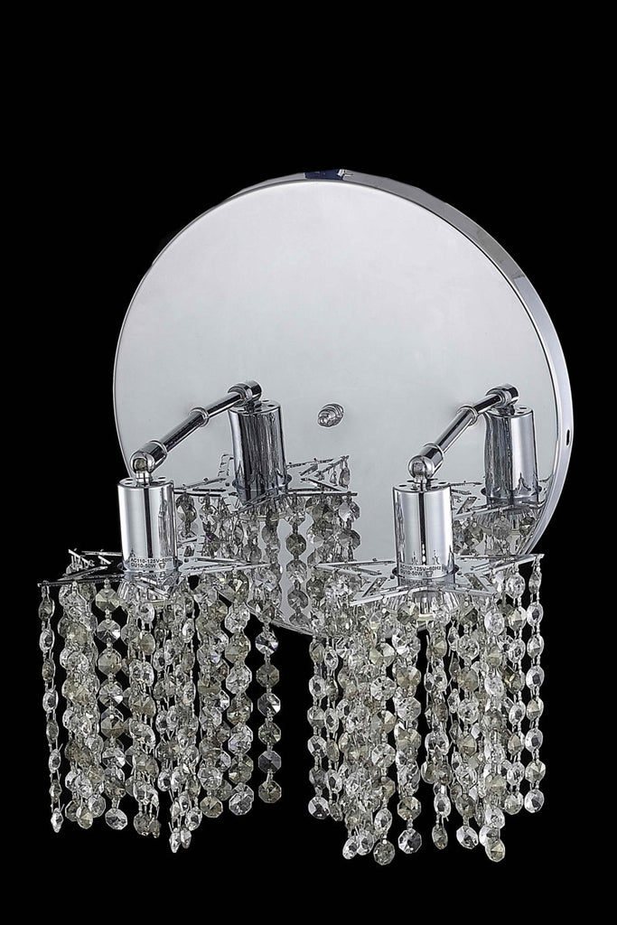 C121-1382W-R-P-GT/RC By Elegant Lighting Mini Collection 2 Light Wall Sconces Chrome Finish