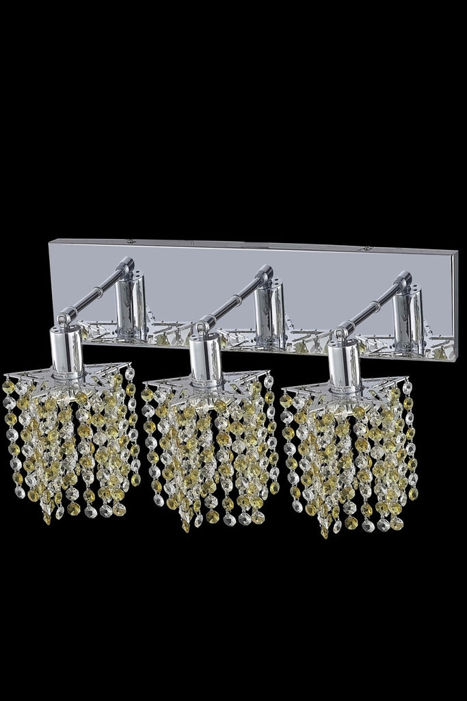 C121-1383W-O-P-GT/RC By Elegant Lighting Mini Collection 3 Light Wall Sconces Chrome Finish