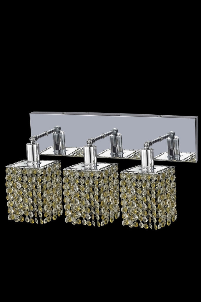 C121-1383W-O-S-GT/RC By Elegant Lighting Mini Collection 3 Light Wall Sconces Chrome Finish