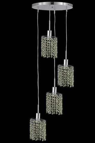 C121-1384D-R-E-JT/RC By Elegant Lighting Mini Collection 4 Light Chandeliers Chrome Finish