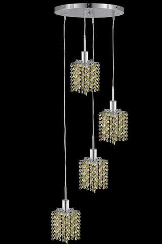 C121-1384D-R-P-BO/RC By Elegant Lighting Mini Collection 4 Light Chandeliers Chrome Finish