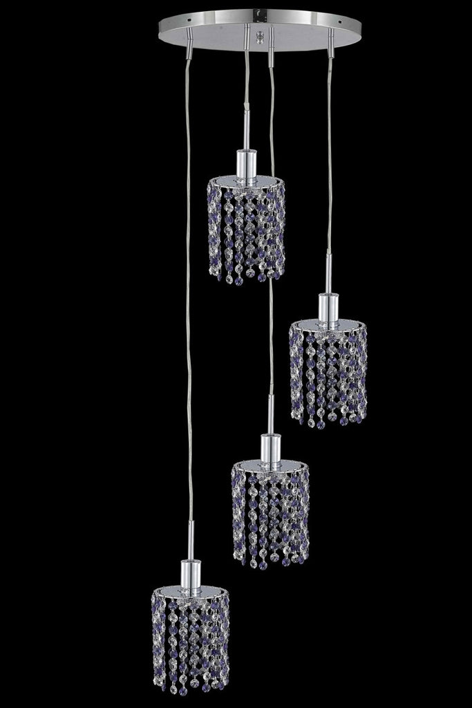 C121-1384D-R-R-TO/RC By Elegant Lighting Mini Collection 4 Light Chandeliers Chrome Finish