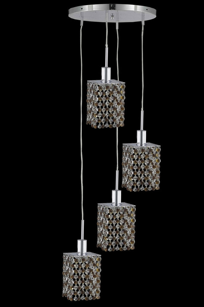 C121-1384D-R-S-GT/RC By Elegant Lighting Mini Collection 4 Light Chandeliers Chrome Finish