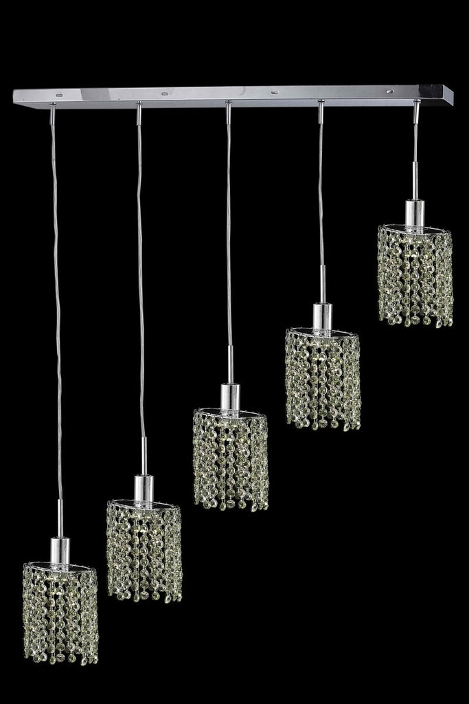C121-1385D-O-E-GT/RC By Elegant Lighting Mini Collection 5 Light Chandeliers Chrome Finish