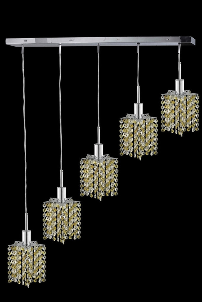 C121-1385D-O-P-LT/RC By Elegant Lighting Mini Collection 5 Light Chandeliers Chrome Finish