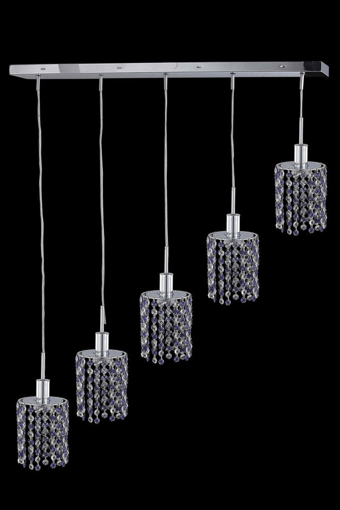 C121-1385D-O-R-LP/RC By Elegant Lighting Mini Collection 5 Light Chandeliers Chrome Finish