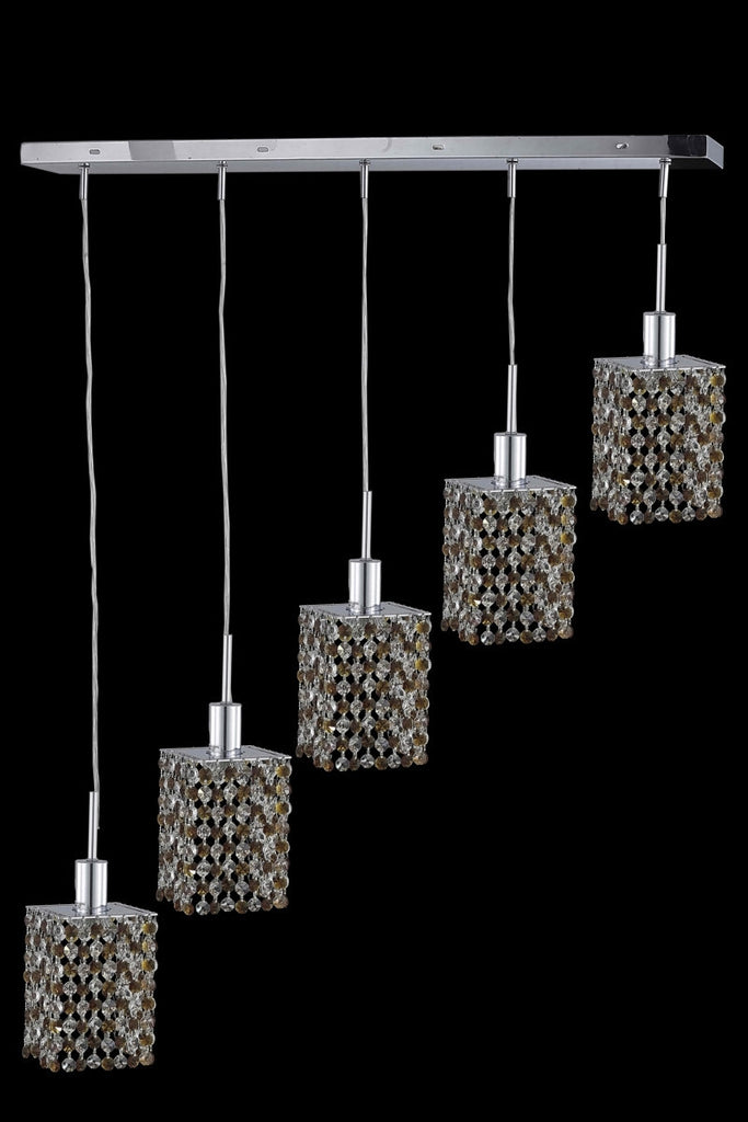 C121-1385D-O-S-GT/RC By Elegant Lighting Mini Collection 5 Light Chandeliers Chrome Finish