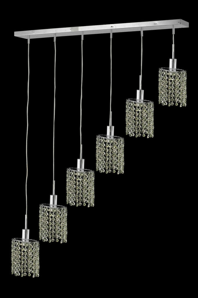 C121-1386D-O-E-GT/RC By Elegant Lighting Mini Collection 6 Light Chandeliers Chrome Finish