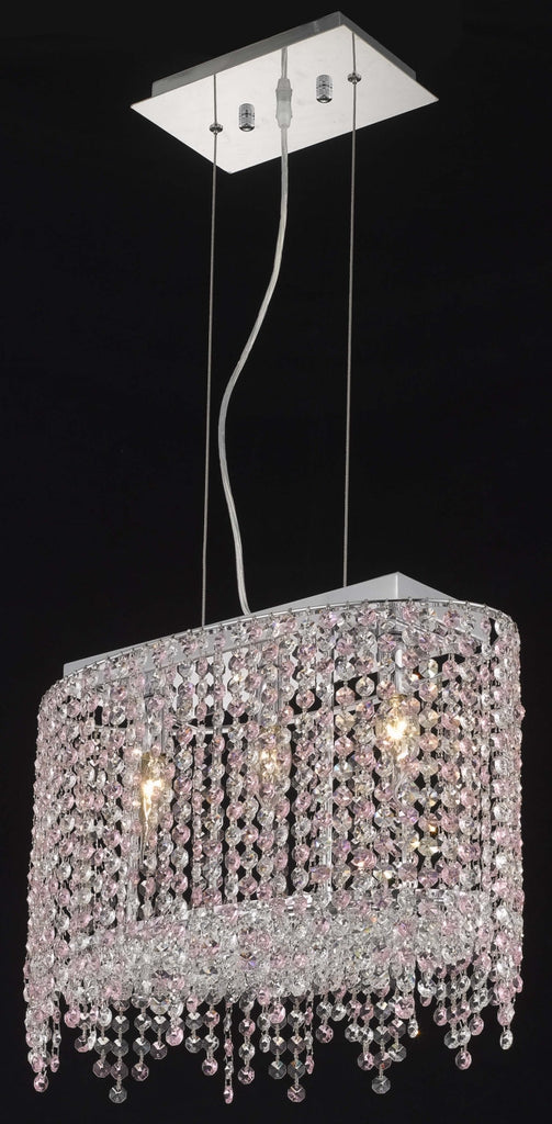 C121-1392D18C-TO/RC By Elegant Lighting Moda Collection 3 Light Chandeliers Chrome Finish