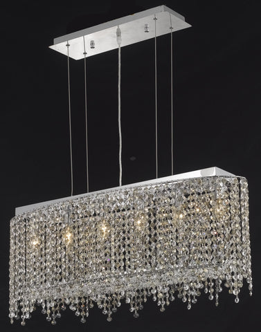 C121-1392D32C-JT/RC By Elegant Lighting Moda Collection 6 Light Chandeliers Chrome Finish