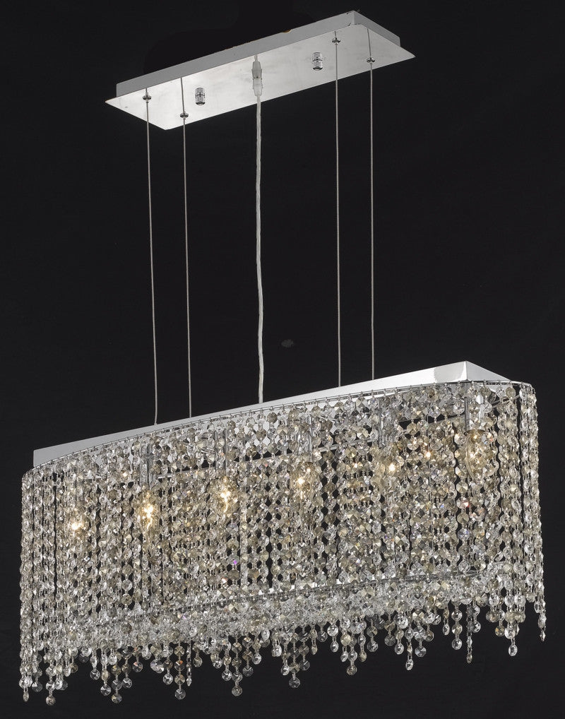 C121-1392D32C-TO/RC By Elegant Lighting Moda Collection 6 Light Chandeliers Chrome Finish