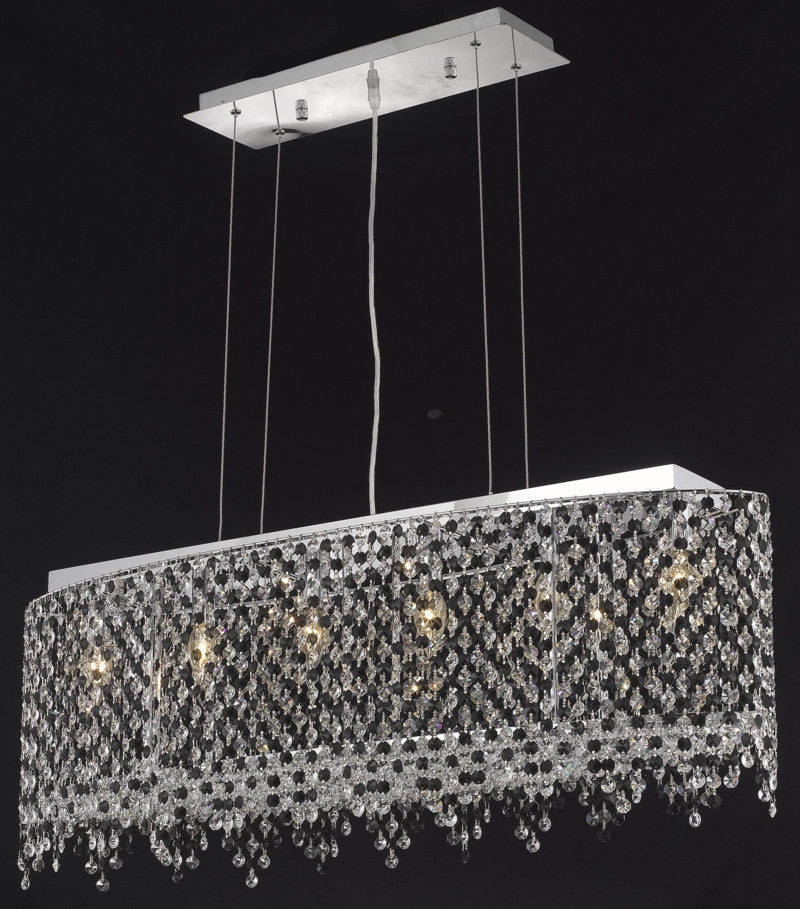 C121-1392D38C-CL/RC By Elegant Lighting Moda Collection 6 Light Chandeliers Chrome Finish