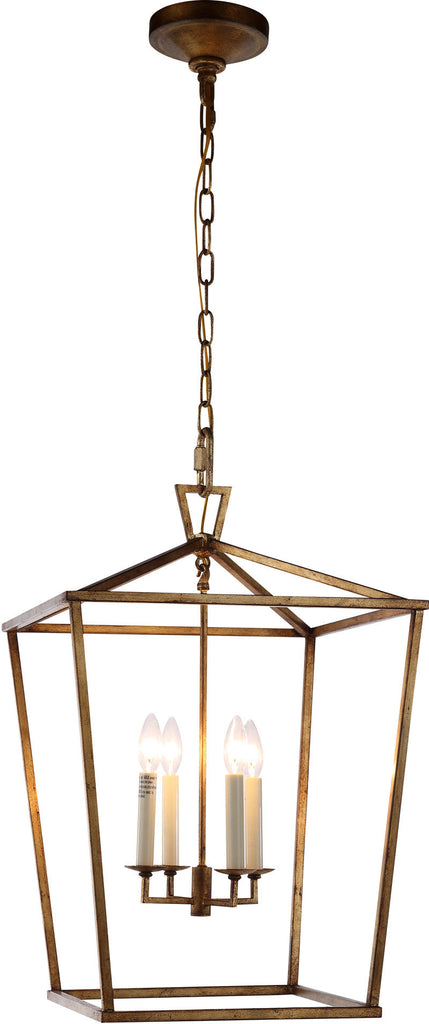 C121-1422D17GI By Elegant Lighting - Denmark Collection Golden Iron Finish 4 Lights Pendant Lamp