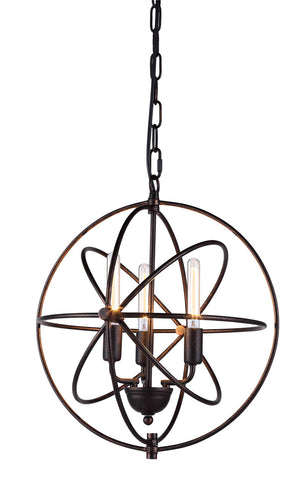 C121-1453D17DB By Elegant Lighting - Vienna Collection Dark Bronze Finish 3 Lights Pendant lamp