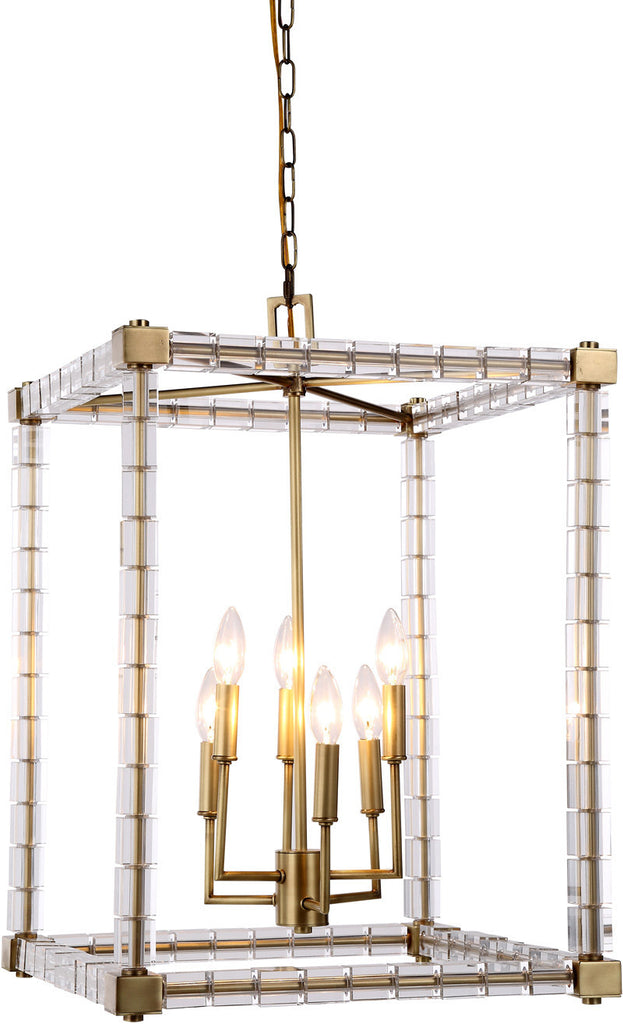 C121-1461D18BB By Elegant Lighting - Cristal Collection Burnished Brass Finish 6 Lights Pendant Lamp