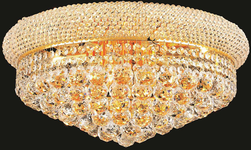 ZC121-V1800F20G/EC By Elegant Lighting - Primo Collection Gold Finish 10 Lights Flush Mount