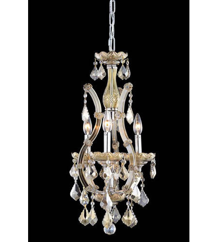 C121-2800D12GT-GT/RC By Elegant Lighting Maria Theresa Collection 4 Light Pendant Golden Teak Finish