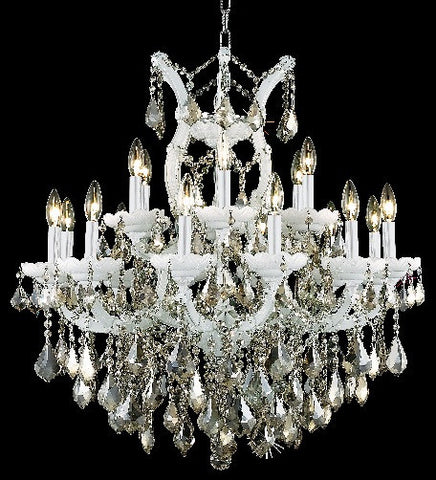 C121-2800D30WH-GT/RC By Elegant Lighting Maria Theresa Collection 19 Light Chandeliers White Finish