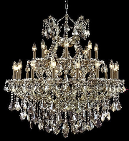 C121-2800D36GT-GT/RC By Elegant Lighting Maria Theresa Collection 24 Light Chandeliers Golden Teak Finish