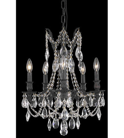 C121-8205D18DB/RC By Elegant Lighting Rosalia Collection 5 Light Dining Room Dark Bronze Finish