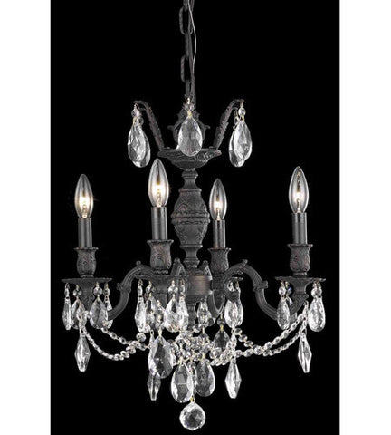 C121-8504D17DB/RC By Elegant Lighting Marseille Collection 4 Light Dining Room Dark Bronze Finish