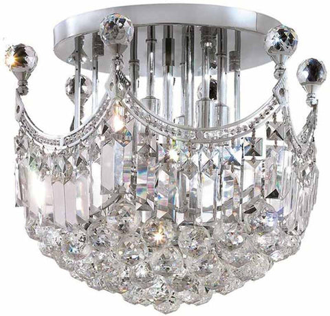 ZC121-V8949F16C/EC By Elegant Lighting - Corona Collection Chrome Finish 6 Lights Flush Mount