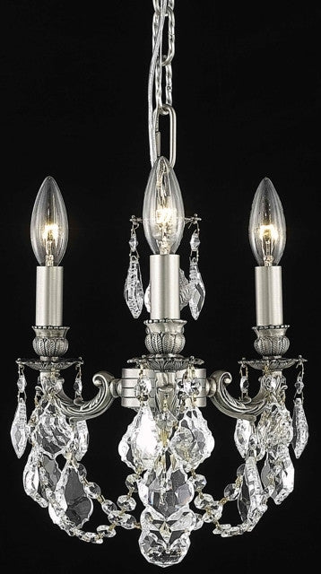 C121-9103D10PW/RC By Elegant Lighting Lillie Collection 3 Light Chandeliers Pewter Finish