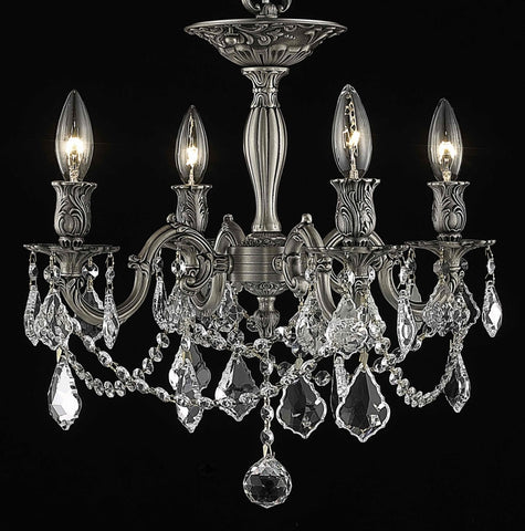 C121-9204F17PW/RC By Elegant Lighting Rosalia Collection 4 Light Flushmount Pewter Finish