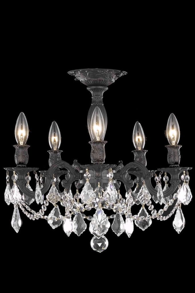 C121-9205F18DB/RC By Elegant Lighting Rosalia Collection 5 Light Chandeliers Dark Bronze Finish