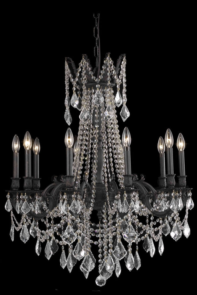 ZC121-9210D28DB/EC By Regency Lighting Rosalia Collection 10 Light Chandeliers Dark Bronze Finish