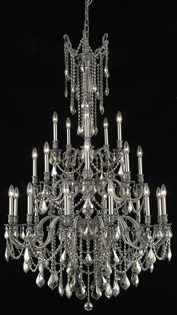 C121-9225G38PW-GT/RC By Elegant Lighting Rosalia Collection 25 Light Chandeliers Pewter Finish