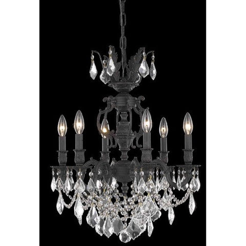 C121-9506D20DB-GS/RC By Elegant Lighting Marseille Collection 6 Lights Chandelier Dark Bronze Finish