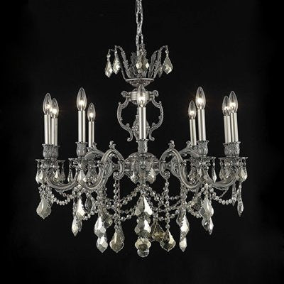 C121-9510D28DB-GS/RC By Elegant Lighting Marseille Collection 10 Lights Chandelier Dark Bronze Finish