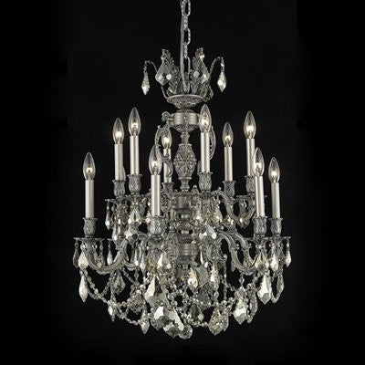 C121-9512D24DB/RC By Elegant Lighting Marseille Collection 12 Lights Chandelier Dark Bronze Finish