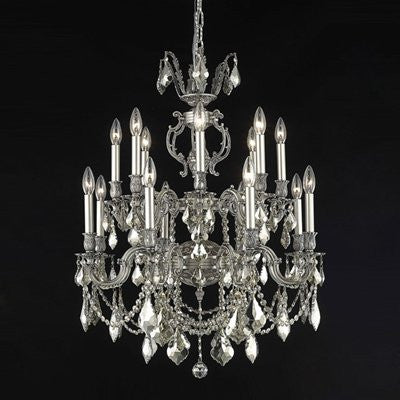 C121-9516D28DB/RC By Elegant Lighting Marseille Collection 16 Lights Chandelier Dark Bronze Finish