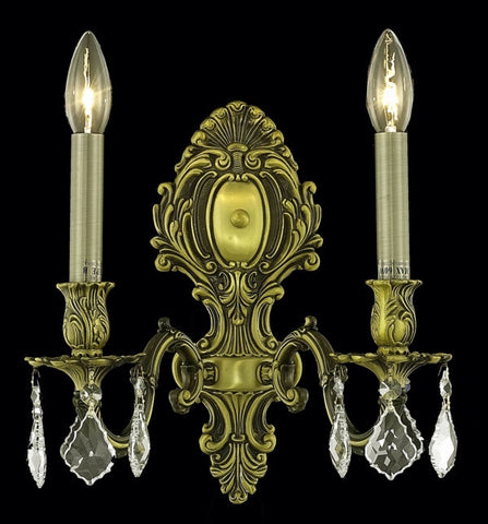 C121-9602W10AB-GS/RC By Elegant Lighting Monarch Collection 2 Light Wall Sconces Antique Bronze Finish