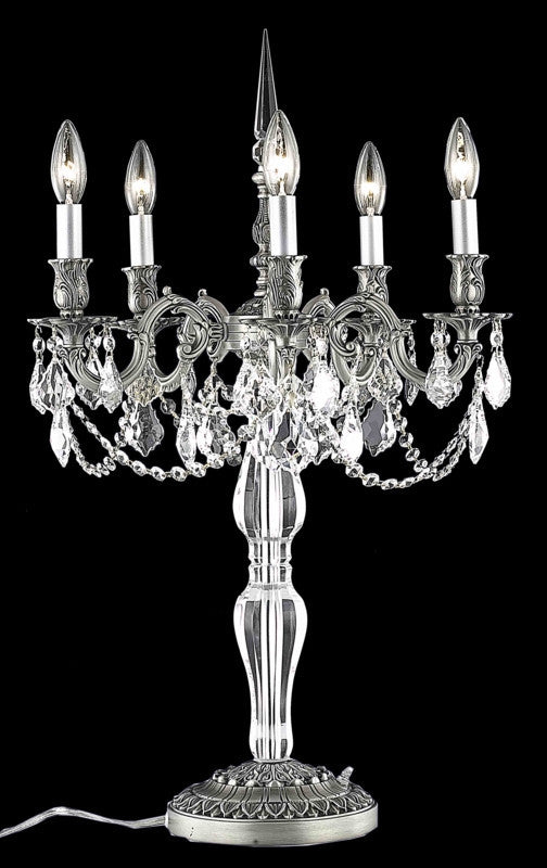 C121-9605TL18PW/RC By Elegant Lighting Monarch Collection 5 Light Table Lamps Pewter Finish