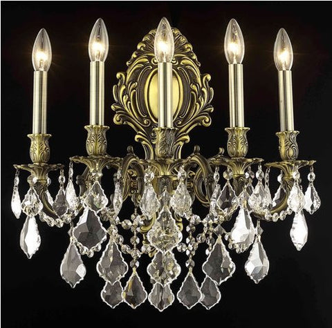 C121-9605W21AB/RC By Elegant Lighting Monarch Collection 5 Light Wall Sconces Antique Bronze Finish