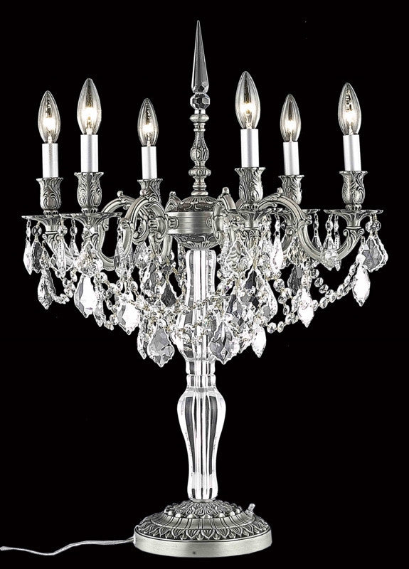 C121-9606TL20PW/RC By Elegant Lighting Monarch Collection 6 Light Table Lamps Pewter Finish
